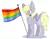 Size: 1024x789 | Tagged: safe, artist:gabbyowo, derpibooru import, derpy hooves, pegasus, pony, chest fluff, cute, derpabetes, female, gay pride, gay pride flag, image, implied lesbian, mare, png, pride, simple background, smiling, solo, white background