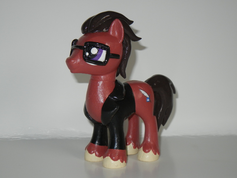 Size: 4000x3000 | Tagged: safe, artist:silverband7, derpibooru import, oc, oc:brawny buck, earth pony, pony, clothes, craft, figurine, glasses, high res, male, shirt, solo, stallion