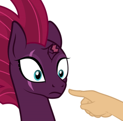 Size: 1500x1469 | Tagged: safe, artist:grypher, derpibooru import, tempest shadow, human, pony, unicorn, my little pony: the movie, animated, boop, bust, cute, eye scar, female, gif, hand, loop, mare, offscreen character, scar, simple background, solo focus, sweet dreams fuel, tempestbetes, this will end in pain, this will end in tears and/or death