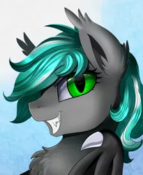 Size: 1446x1764 | Tagged: safe, artist:pridark, derpibooru import, oc, unofficial characters only, bat pony, bat pony oc, bust, chest fluff, commission, green eyes, looking at you, portrait, solo