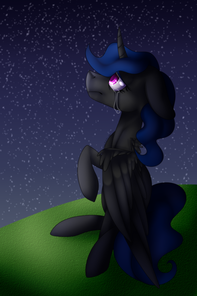 Size: 2000x3000 | Tagged: artist:liamsartworld, dark, derpibooru import, night, oc, oc:moonlit night, redraw, safe, sky, solo