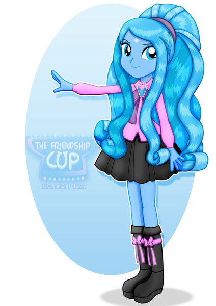 Size: 1600x2263 | Tagged: safe, artist:jucamovi1992, derpibooru import, oc, oc:piscis, unofficial characters only, equestria girls, boots, clothes, cute, female, pleated skirt, ponytail, shoes, skirt, smiling, solo