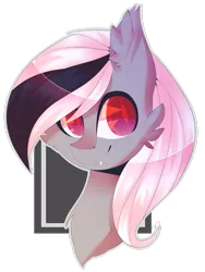 Size: 775x1031 | Tagged: safe, artist:ohsushime, artist:sugardaddyy, artist:suskiwi, derpibooru import, oc, oc:stormdancer, unofficial characters only, bat pony, pony, bat pony oc, bust, fangs, fluffy, red eyes, simple background, smiling, solo, transparent background