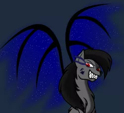 Size: 1755x1600 | Tagged: semi-grimdark, artist:daszkin, derpibooru import, demon, demon pony, wolf, fog, foggy wings, lunar-wolf-pony, night demon, wings, wolf-pony