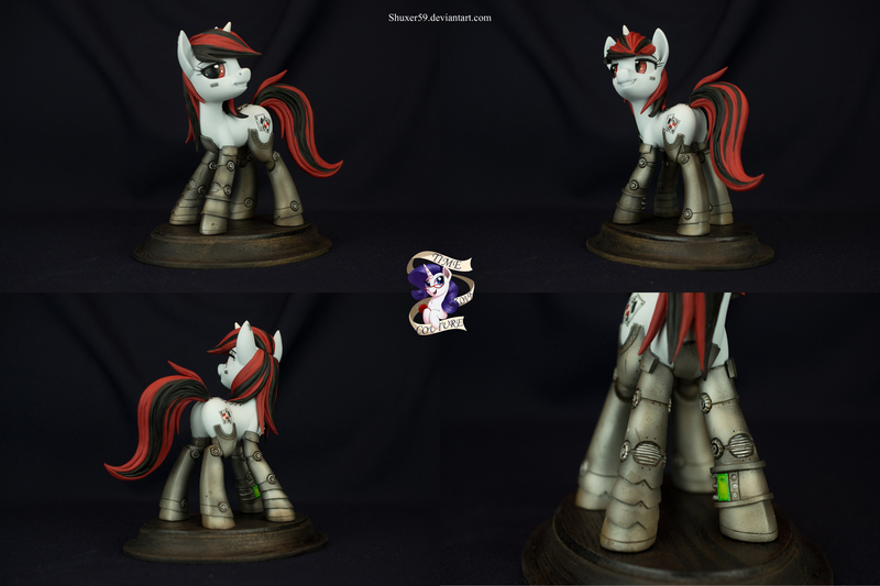 Size: 5115x3411 | Tagged: safe, artist:shuxer59, derpibooru import, oc, oc:blackjack, cyborg, pony, fallout equestria, craft, irl, level 1 (project horizons), photo, sculpture, traditional art