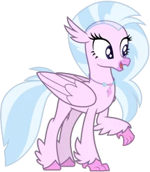 Size: 1342x1548 | Tagged: artist:lorenacarrizo18, base, classical hippogriff, derpibooru import, feathered fetlocks, hippogriff, jewelry, necklace, raised claw, safe, school daze, season 8, silverstream, simple background, solo, transparent background