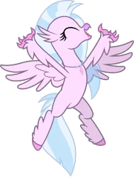 Size: 1402x1859 | Tagged: artist:lorenacarrizo18, base, classical hippogriff, derpibooru import, eyes closed, feathered fetlocks, happy, hippogriff, jewelry, necklace, safe, school daze, season 8, silverstream, simple background, solo, transparent background