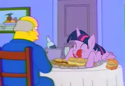 Size: 764x526 | Tagged: 22 short films about springfield, alicorn, burger, crossover, derpibooru import, edit, food, hay burger, meme, safe, steamed hams, superintendent chalmers, that pony sure does love burgers, the simpsons, twilight burgkle, twilight sparkle, twilight sparkle (alicorn), twilight time