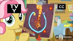 Size: 1280x720 | Tagged: applejack, babs seed, charizard, circle painting, derpibooru import, edit, exploitable meme, female, filly, kettle corn, kettle draws, marks and recreation, meme, paintbrush, pokémon, pokémon ranger, rainbow dash, rarity, safe, styler, tender taps