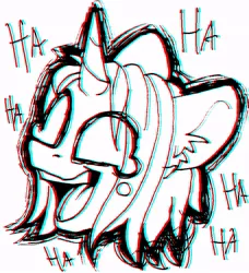 Size: 727x796 | Tagged: artist needed, safe, derpibooru import, oc, unofficial characters only, chromatic aberration, crying, hahahahahahaha, head, image, jpeg, laughing, sketch, solo