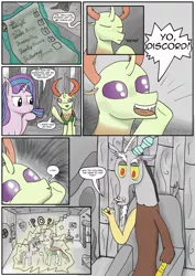 Size: 1280x1811 | Tagged: artist:hurakano, changedling, changeling, comic, derpibooru import, discord, faggot, king thorax, my little pony: the movie, safe, starlight glimmer, thorax, vulgar