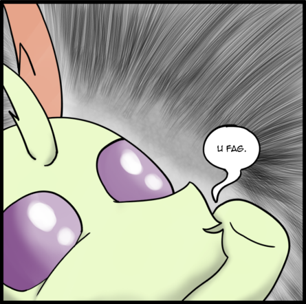 Size: 445x442 | Tagged: artist:hurakano, bust, changedling, changeling, cropped, derpibooru import, dialogue, edit, faggot, insult, king thorax, portrait, safe, solo, thorax, vulgar