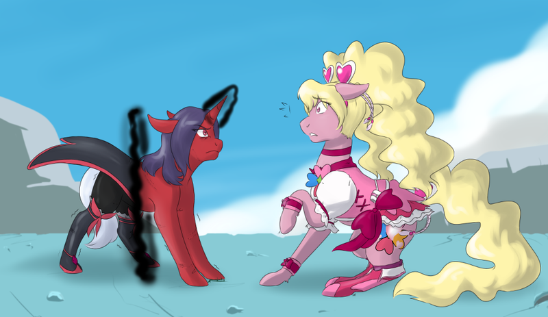 Size: 1000x579 | Tagged: safe, artist:kourabiedes, derpibooru import, ponified, pony, cure peach, fresh precure, pretty cure, transformation