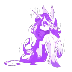 Size: 782x778 | Tagged: safe, artist:chop4, derpibooru import, rarity, pony, unicorn, female, lidded eyes, long ears, mare, monochrome, purple, simple background, solo, sparkles, transparent background, unshorn fetlocks