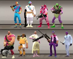 Size: 1274x1040 | Tagged: applejack, big macintosh, demoman, derpibooru import, engineer, fluttershy, heavy, heavy weapons guy, mane six, medic, pinkie pie, princess celestia, pyro, rainbow dash, rarity, safe, scout, sniper, soldier, spike, spy, team fortress 2, twilight sparkle