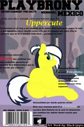 Size: 1259x1900 | Tagged: suggestive, artist:the-black-spyro, derpibooru import, oc, oc:frostbite, oc:solaria, oc:trinidad, oc:uppercute, unofficial characters only, earth pony, pony, bed, female, freckles, magazine, playbrony, plot, solo, spanish