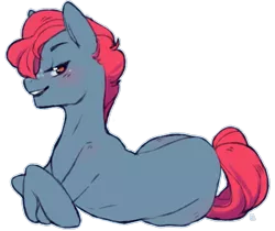 Size: 1939x1628 | Tagged: safe, artist:affurro, derpibooru import, apple split, earth pony, pony, apple family member, blushing, looking at you, simple background, smiling, solo, transparent background