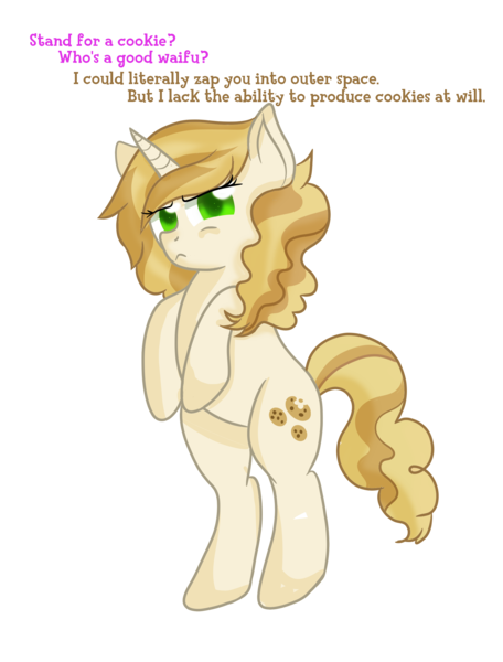 Size: 1900x2500 | Tagged: safe, artist:rainbowtashie, derpibooru import, sweet biscuit, unicorn, adorabiscuit, cute, degrading, pouting, simple background, solo, threat, transparent background