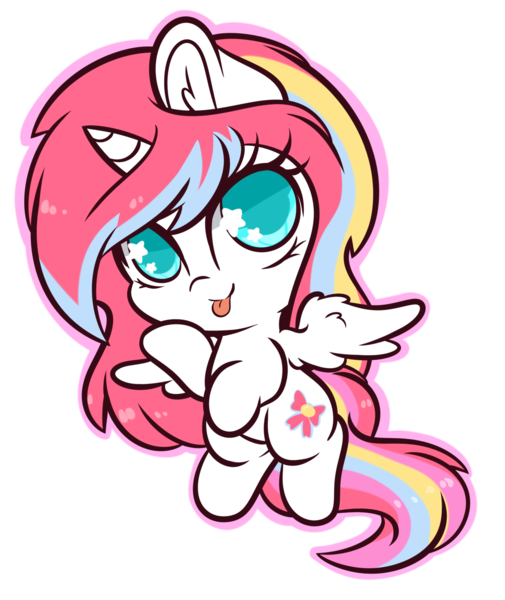 Size: 1280x1520 | Tagged: safe, artist:wickedsilly, derpibooru import, oc, oc:nekonin, unofficial characters only, alicorn, pony, alicorn oc, chibi, cute, male, simple background, stallion, tongue out, transparent background, wingding eyes