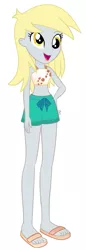 Size: 685x2000 | Tagged: safe, artist:chopsticks, derpibooru import, derpy hooves, equestria girls, equestria girls series, x marks the spot, belly button, clothes, feet, female, flip-flops, legs, midriff, sandals, simple background, swimsuit, vector, white background