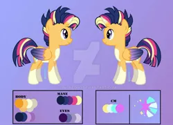 Size: 1024x743 | Tagged: safe, artist:ponkus, derpibooru import, oc, oc:star streak, alicorn, pony, alicorn oc, colored horn, colored wings, colt, male, offspring, parent:sunburst, parent:twilight sparkle, parents:twiburst, socks (coat marking), solo, watermark