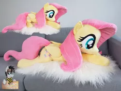 Size: 4032x3024 | Tagged: safe, artist:epicrainbowcrafts, derpibooru import, fluttershy, pony, female, high res, irl, photo, plushie, prone, solo