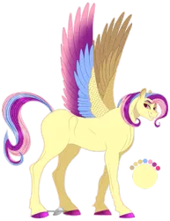 Size: 965x1250 | Tagged: safe, artist:bijutsuyoukai, derpibooru import, oc, unofficial characters only, pegasus, pony, colored hooves, colored wings, magical lesbian spawn, male, multicolored wings, offspring, parent:fluttershy, parent:rainbow dash, parents:flutterdash, reference sheet, simple background, solo, spread wings, stallion, transparent background, wings