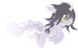 Size: 2062x1290 | Tagged: safe, artist:lightningbolt, derpibooru import, ponified, ponified:kellin quinn, ghost, ghost pony, half-siren, pony, undead, bags under eyes, colored pupils, colored sclera, curved horn, description is relevant, ethereal, eyeliner, fangs, fins, fish tail, floating, horn, jewelry, magic essence, makeup, male, necklace, open mouth, scales, simple background, sleeping with sirens, slit eyes, solo, stallion, transparent, transparent background, vector