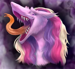 Size: 1280x1173 | Tagged: suggestive, artist:biformis, derpibooru import, princess cadance, sergal, drool, female, forked tongue, furry, kitchen eyes, looking at you, open mouth, solo, solo female, species swap, tongue out