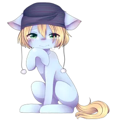 Size: 2073x2256 | Tagged: safe, artist:shiromidorii, derpibooru import, oc, oc:shiro, earth pony, pony, beanie, crying, female, hat, high res, mare, simple background, sitting, solo, transparent background