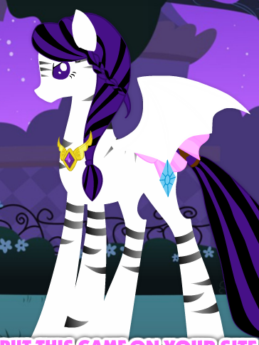 Size: 364x485 | Tagged: safe, derpibooru import, rarity, oc, bat pony, zebra, alternate hairstyle, bat ponified, blind, clothes, dress, element of generosity, race swap, species swap, tutu, zebrafied, zebra oc