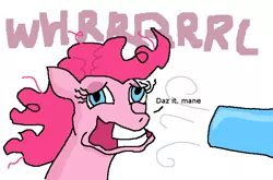 Size: 683x450 | Tagged: safe, derpibooru import, pinkie pie, pony, drawthread, feels good man, leaf blower, solo