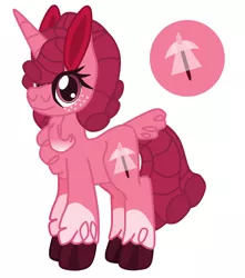 Size: 1192x1349 | Tagged: safe, artist:casanova-mew, derpibooru import, oc, oc:pink lady, pony, unicorn, chest fluff, female, mare, offspring, parent:big macintosh, parent:sugar belle, parents:sugarmac, simple background, solo, white background