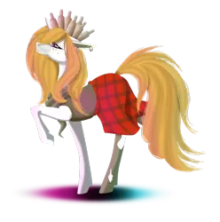Size: 1024x1032 | Tagged: safe, artist:oneiria-fylakas, derpibooru import, oc, oc:uisge-beatha, unofficial characters only, pony, unicorn, fallout equestria, bottle, bottlecap, clothes, ear piercing, earring, fallout, female, freckles, jewelry, mare, necklace, paperclip, piercing, plaid, plaid skirt, simple background, skirt, socks, solo, stockings, tanktop, thigh highs, torn clothes, transparent background