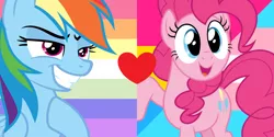 Size: 1000x500 | Tagged: safe, artist:prideponies, derpibooru import, pinkie pie, rainbow dash, gay, gay trans man pride flag, gender headcanon, headcanon, lgbt, lgbt headcanon, male, pansexual, pansexual pride flag, pinkiedash, pride, pride flag, sexuality headcanon, shipping, shipping domino, trans boy, transgender, transgender pride flag