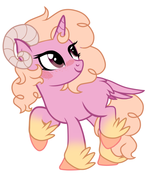 Size: 1195x1381 | Tagged: safe, artist:xxmissteaxx, derpibooru import, oc, oc:morning bliss, original species, pony, female, horn, horns, simple background, solo, transparent background