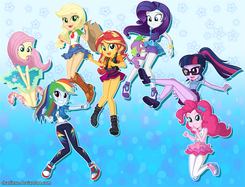 Size: 1340x1022 | Tagged: safe, artist:charliexe, derpibooru import, applejack, fluttershy, pinkie pie, rainbow dash, rarity, sci-twi, spike, spike the regular dog, sunset shimmer, twilight sparkle, dog, equestria girls, equestria girls series, applejack's hat, belt, boots, bracelet, clothes, converse, covering, cowboy hat, cute, dashabetes, denim skirt, diapinkes, dress, embarrassed, feet, female, geode of empathy, geode of sugar bombs, geode of super strength, geode of telekinesis, glasses, hat, heart eyes, high heel boots, high heels, humane five, humane seven, humane six, jackabetes, jewelry, legs, looking at you, midriff, moe, panties, pants, panty shot, pantyhose, ponytail, raribetes, sandals, schrödinger's pantsu, shimmerbetes, shirt, shoes, shyabetes, skirt, skirt lift, smiling, sneakers, socks, stetson, strategically covered, thighs, twiabetes, underwear, upskirt, upskirt denied, white underwear, wingding eyes