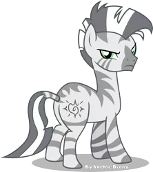 Size: 2795x3152 | Tagged: angry, artist:vector-brony, derpibooru import, fallout equestria, fanfic, fanfic art, female, hooves, mare, oc, oc:xenith, safe, signature, simple background, solo, transparent background, unofficial characters only, vector, zebra, zebra oc