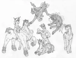 Size: 4160x3160 | Tagged: safe, artist:siegfriednox, derpibooru import, oc, unofficial characters only, earth pony, pegasus, pony, unicorn, zebra, group, zebra oc