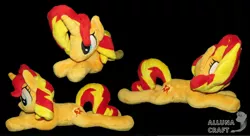 Size: 5300x2878 | Tagged: safe, artist:allunacraft, derpibooru import, sunset shimmer, pony, high res, irl, photo, plushie, prone, solo