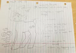 Size: 3861x2696 | Tagged: safe, artist:shoto, derpibooru import, oc, oc:loving heart, unofficial characters only, earth pony, pony, autism, lined paper, male, monochrome, solo, stallion, traditional art