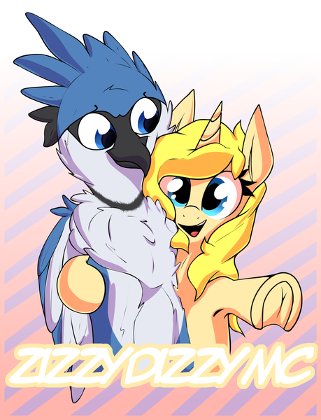Size: 1284x1680 | Tagged: armpits, artist:lux, badge, bluejay griffon, con badge, cute, derpibooru import, oc, oc:annabelle (zizzydizzymc), oc:lafiri, safe, simple background, text, unofficial characters only
