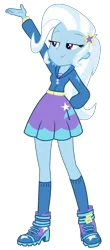 Size: 1500x3409 | Tagged: safe, artist:sketchmcreations, derpibooru import, trixie, equestria girls, equestria girls series, forgotten friendship, boots, clothes, cute, dress, hand on hip, high heel boots, hoodie, moe, pose, raised arm, shoes, simple background, skirt, smiling, smug, socks, transparent background, vector