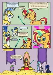 Size: 720x1017 | Tagged: safe, derpibooru import, princess celestia, princess luna, spike, sunset shimmer, alicorn, dragon, pony, unicorn, chains, collar, comic, coup, crown, dialogue, drawthread, female, jewelry, levitation, luna is friggen useless, magic, male, mare, regalia, request, riding crop, royal guard, slave, speech bubble, telekinesis, throne room, uselesstia