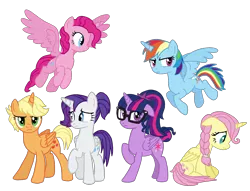 Size: 2284x1746 | Tagged: safe, artist:flipwix, derpibooru import, applejack, fluttershy, pinkie pie, rainbow dash, rarity, sci-twi, twilight sparkle, ponified, alicorn, pony, equestria girls, alicorn six, alicornified, alternate hairstyle, applecorn, braid, equestria girls ponified, female, fluttercorn, glasses, humane five, humane six, mane six, mane six alicorns, mare, pinkiecorn, ponytail, race swap, rainbowcorn, raricorn, scitwilicorn, short hair, short mane, simple background, tail bun, transparent background, xk-class end-of-the-world scenario