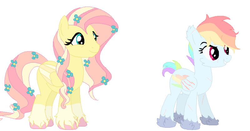 Size: 836x437 | Tagged: artist:gr0ttieadopts, derpibooru import, duo, female, flower, flower in hair, fluttershy, rainbow dash, safe, simple background, transparent background