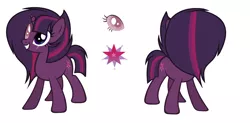 Size: 4344x2144 | Tagged: safe, artist:pinkgalaxy56, derpibooru import, oc, oc:magic star, unofficial characters only, pony, unicorn, blind eye, broken horn, female, magical lesbian spawn, mare, offspring, parent:tempest shadow, parent:twilight sparkle, parents:tempestlight, simple background, solo, white background