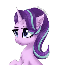 Size: 1693x1694 | Tagged: safe, artist:queenofsilvers, derpibooru import, starlight glimmer, pony, unicorn, chest fluff, ear fluff, female, fluffy, heart eyes, horn, mare, simple background, smiling, solo, transparent background, wingding eyes