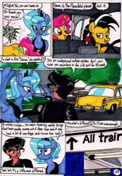 Size: 1381x1990 | Tagged: artist:newyorkx3, comic, comic:young days, derpibooru import, dialogue, manehattan, oc, oc:cabbie, oc:tommy, princess luna, s1 luna, safe, taxi, traditional art, unofficial characters only