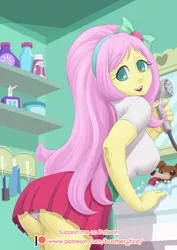 Size: 636x900 | Tagged: suggestive, artist:brother-tico, derpibooru import, fluttershy, winona, dog, eqg summertime shorts, equestria girls, pet project, adorasexy, ass, bath, bathing, bathtub, breasts, busty fluttershy, clothes, cute, female, flutterbutt, frilly underwear, humanized, looking at you, looking back, miniskirt, panties, panty shot, pink underwear, pleated skirt, sexy, shampoo, shyabetes, skirt, skirt lift, smiling, solo, solo female, underwear, upskirt